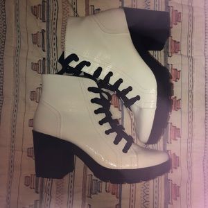 White patent booties